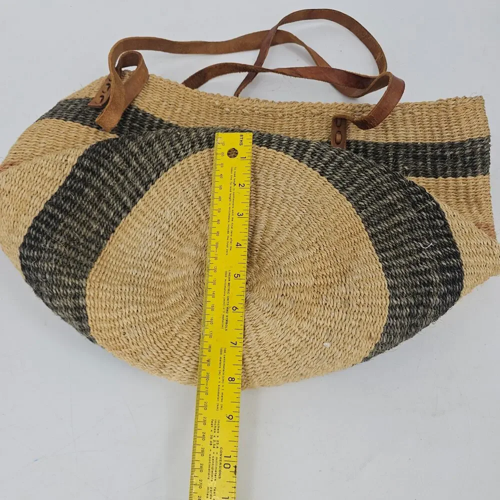 Vintage Large Handwoven Sisal Tote Kiondo Bag Eco-friendly Sustainable Boho
